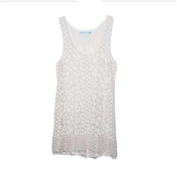 Solitaire Swim Cream Crochet Cover up Dress Women Size Medium
